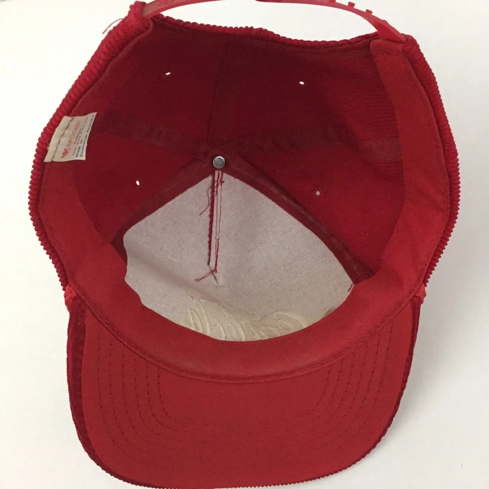 Vtg Enjoy Coca Cola Corduroy Hat Logo Coke Soda Snap Back Baseball Trucker Cap - Picture 7 of 9